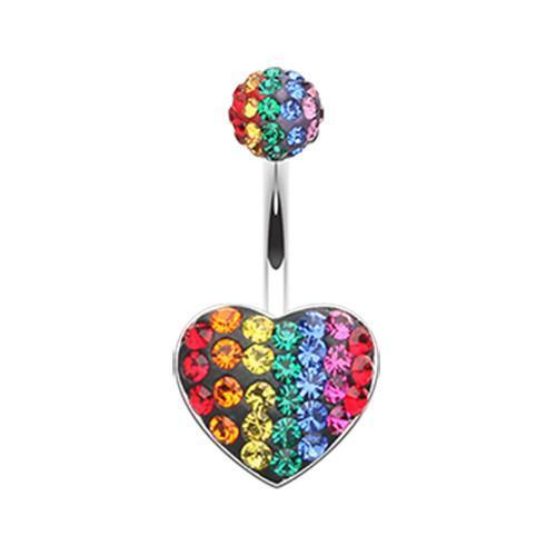 Rainbow Pride Heart Multi-Sprinkle Dot Belly Button Ring