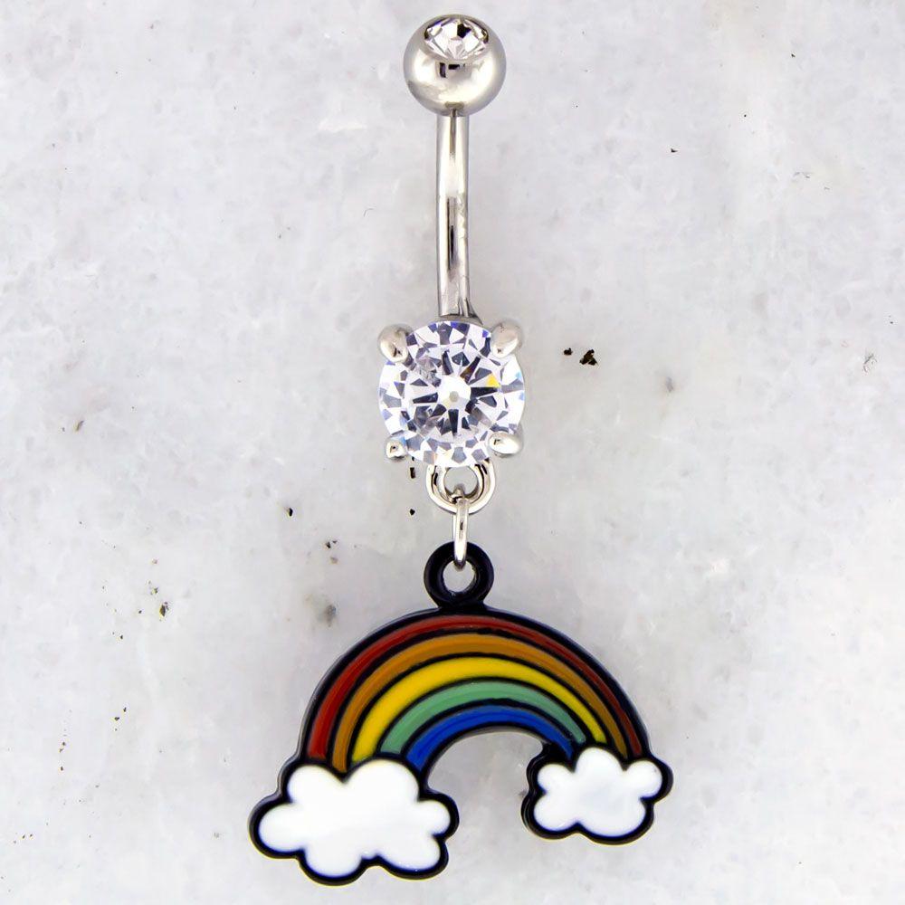 CURVED BARBELL Rainbow Navel Ring - 1 Piece -Rebel Bod-RebelBod