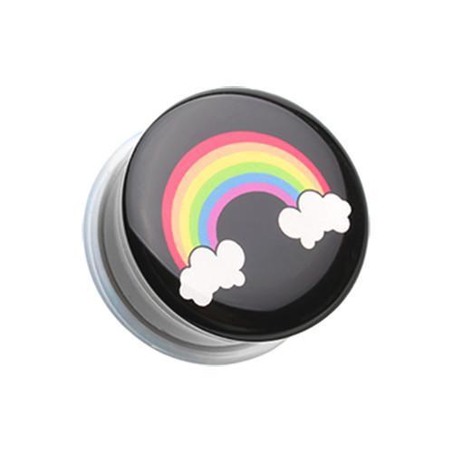Rainbow On Clouds Single Flared Ear Gauge Plug - 1 Pair