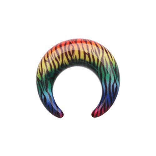 Rainbow Pride Retro Zebra Stripes Pincher Acrylic Ear Gauge Buffalo Taper - 1 Pair