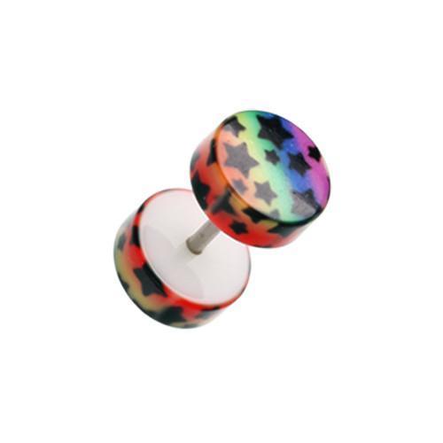 Rainbow Stars UV Acrylic Fake Plug - 1 Pair