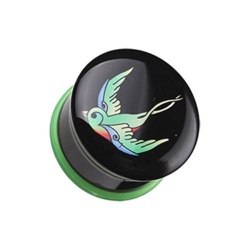 Rainbow Swallow Single Flared Ear Gauge Plug - 1 Pair