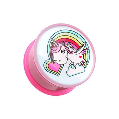 Rainbow Unicorn Single Flared Ear Gauge Plug - 1 Pair