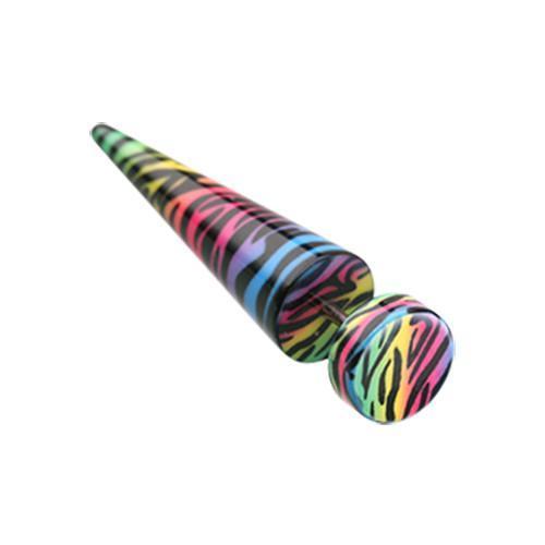 Rainbow Zebra Wrapped Acrylic Fake Taper - 1 Pair