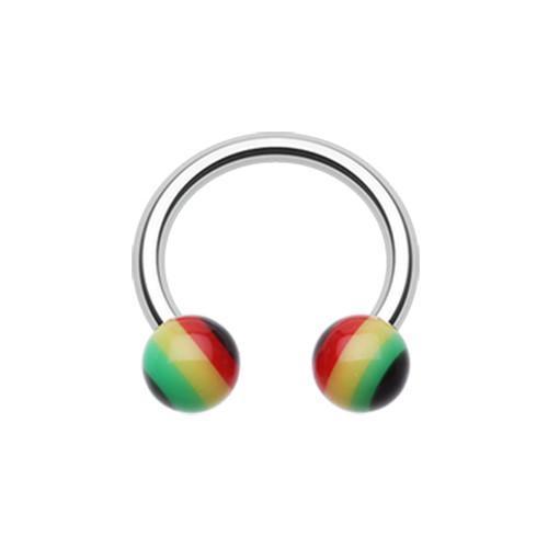 CIRCULAR BARBELL | HORSESHOE Rasta Jamaican Stripe Acrylic Horseshoe Circular Barbell -Rebel Bod-RebelBod