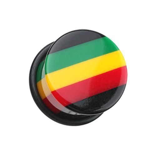 Rasta Jamaican Stripe Single Flared Ear Gauge Plug - 1 Pair