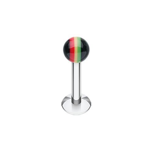 Rasta Jamaican Stripe UV Acrylic Ball Top Labret