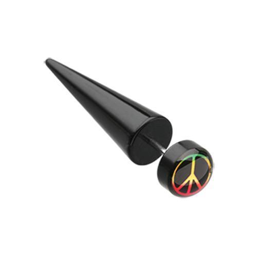 Rasta Peace Acrylic Fake Taper - 1 Pair