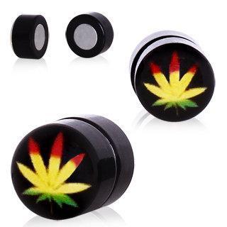 Rasta Pot Leaf Magnetic Fake Plugs - 1 Piece