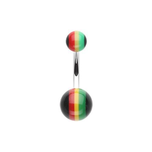 Rasta Stripe Acrylic Belly Button Ring