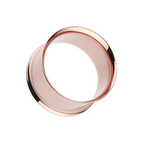 Real Rose Gold Plated Ear Gauge Tunnel Plug - 1 Pair