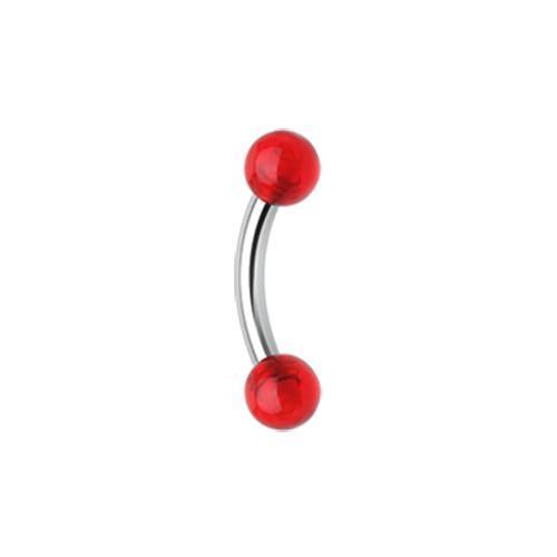 Red Acrylic Ball Curved Barbell Eyebrow Ring