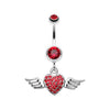 Red Angel Luster Heart Belly Button Ring