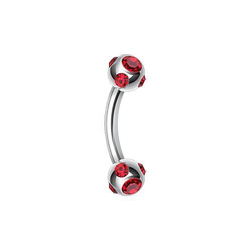 Red Aurora Gem Ball Curved Barbell Eyebrow Ring