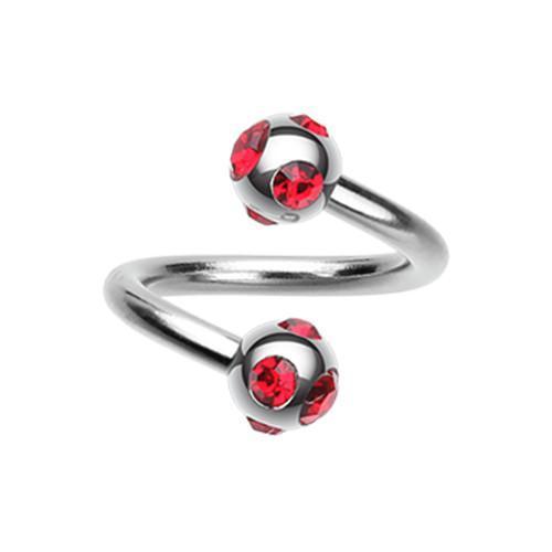 Red Aurora Gem Ball Twist Spiral Ring