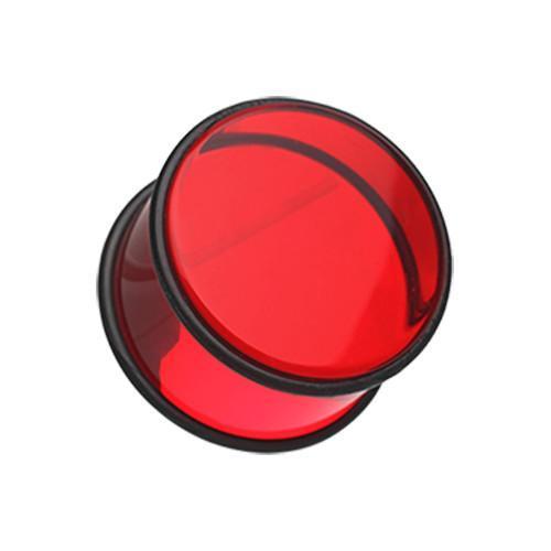 Red Acrylic No Flare Ear Gauge Plug - 1 Pair