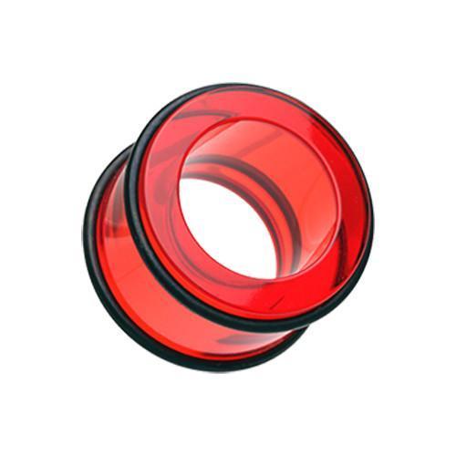 Red Acrylic No Flare Ear Gauge Tunnel Plug - 1 Pair