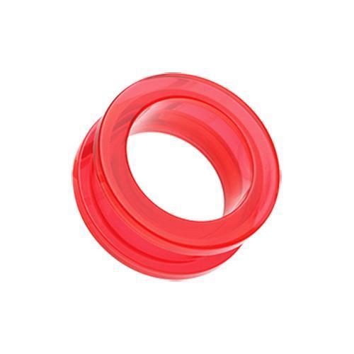 Red Acrylic Screw-Fit Ear Gauge Tunnel Plug - 1 Pair