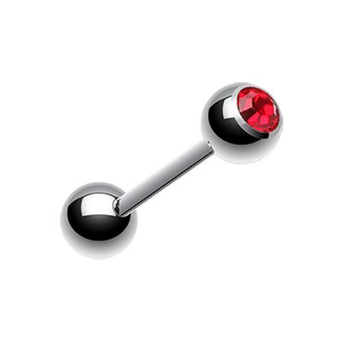 Red Gem Ball Steel Barbell Tongue Ring