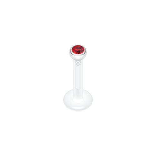 Red Bio-Flex Gem Ball Push-Fit Labret Retainer - 1 Piece