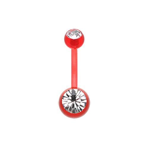 Red Bio Flexible Shaft Gem Ball Acrylic Belly Button Ring Belly Retainer - 1 Piece