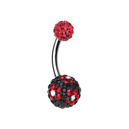 Red/Black Flower Delight Multi-Sprinkle Dot Belly Button Ring
