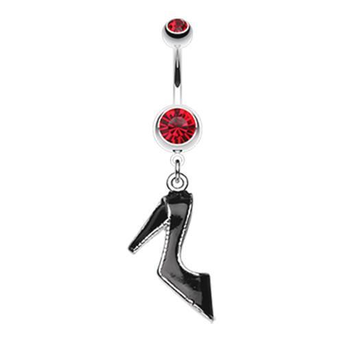 Red Black Stiletto High Heel Belly Button Ring Rebel Bod