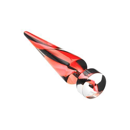 Red/Black Swirl Stripe UV Acrylic Fake Taper - 1 Pair