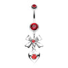 Red Bow-Tie Heart Belly Button Ring
