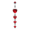 Red Brilliant Heart Cascade Belly Button Ring