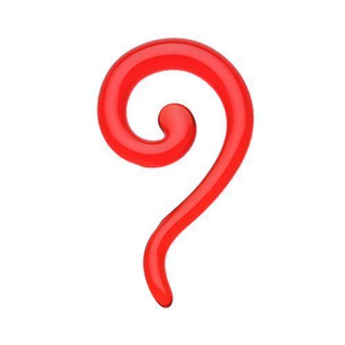 Red Claw Hook Acrylic Ear Gauge Spiral Hanging Taper - 1 Pair