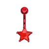Red Star Prong Sparkle Belly Button Ring
