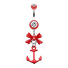Red Cute Anchor Bow-Tie Belly Button Ring