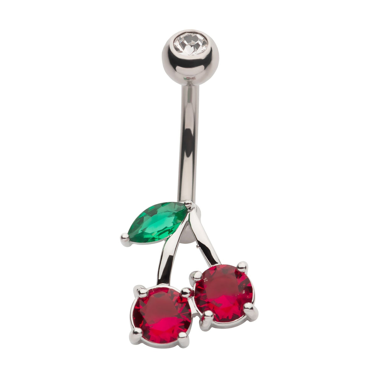 Belly Red CZ Cherry Fixed Navel nesl-22044 -Rebel Bod-RebelBod