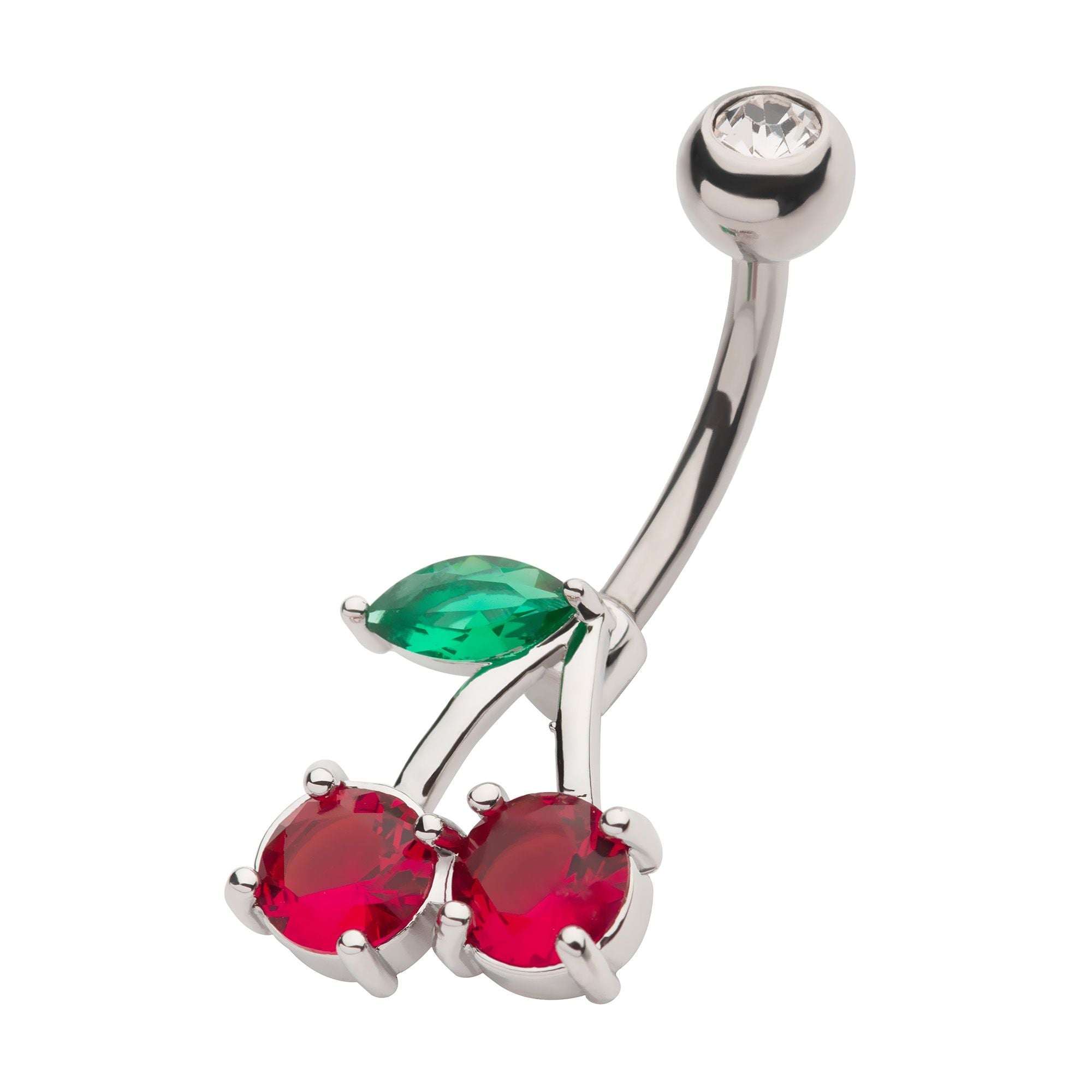 Belly Red CZ Cherry Fixed Navel nesl-22044 -Rebel Bod-RebelBod