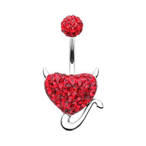 Red Devil&#39;s Heart Multi-Sprinkle Dot Belly Button Ring