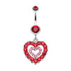Red Double Layered Sparkling Heart Belly Button Ring