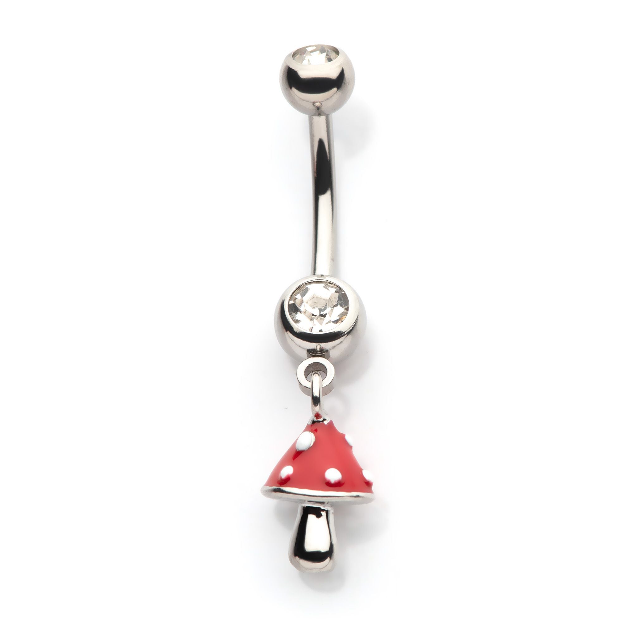 Belly Red Enamel Mushroom Dangle Navel nsq22216 -Rebel Bod-RebelBod