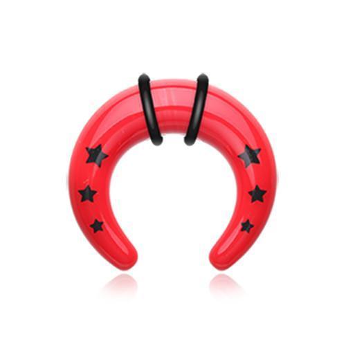 Red Falling Stars Pincher Acrylic Ear Gauge Buffalo Taper - 1 Pair