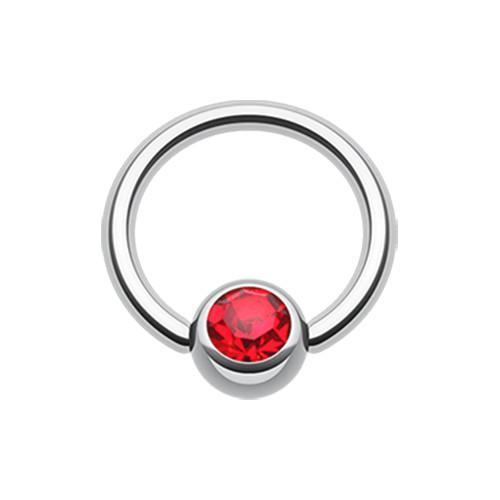 Red Gem Ball Captive Bead Ring