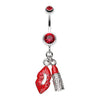 Red Glamourous Lip and Lipstick Belly Button Ring
