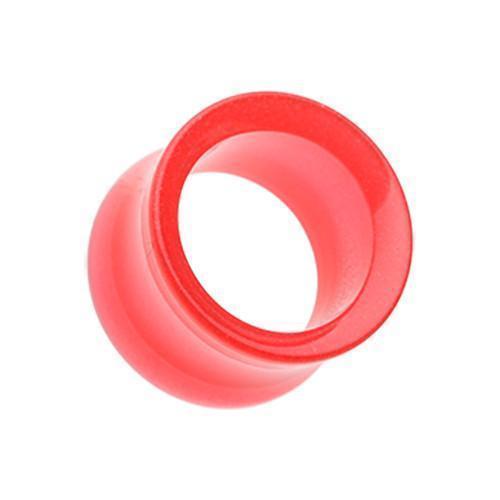 Red Glow in the Dark Acrylic Double Flared Ear Gauge Tunnel Plug - 1 Pair