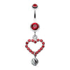 Red Heart Glittering Ball Belly Button Ring