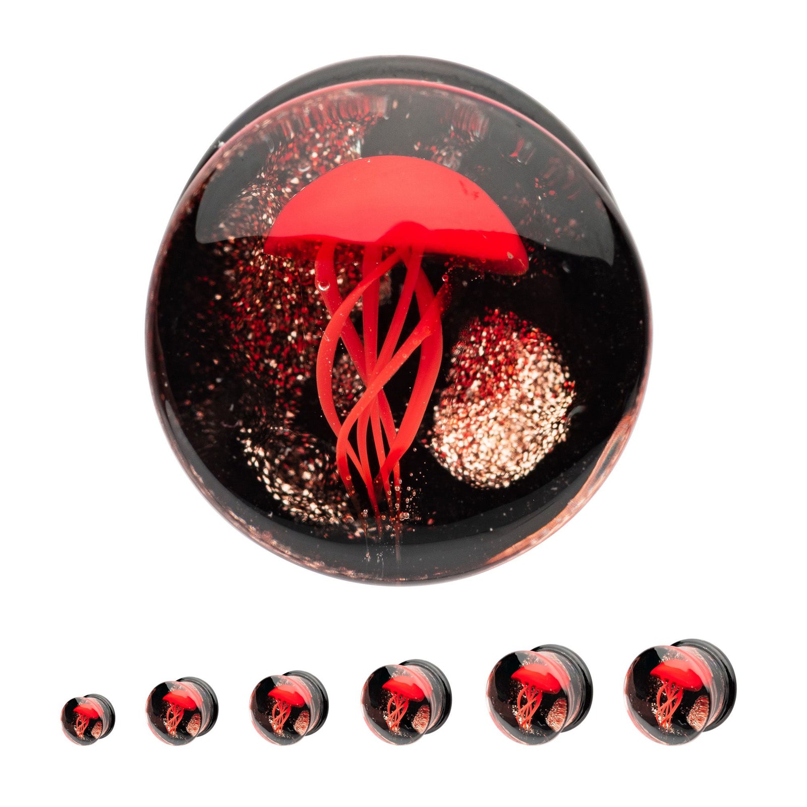 Organics Red Jellyfish Double Flare Glass Plug pgls313r-0pr -Rebel Bod-RebelBod