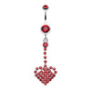 Red Journey Heart Sparkle Belly Button Ring