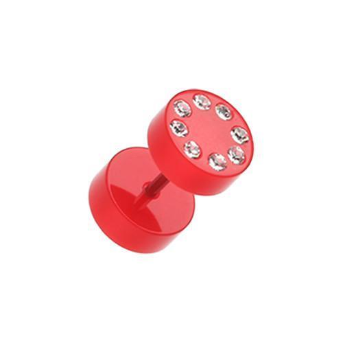 Red Multi Gem Solid Acrylic Fake Plug - 1 Pair