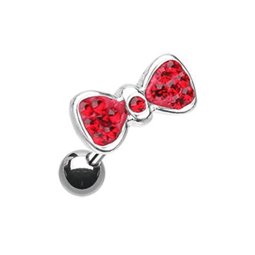 Red Multi-Sprinkle Dot Bow-Tie Tragus Cartilage Barbell Earring - 1 Piece