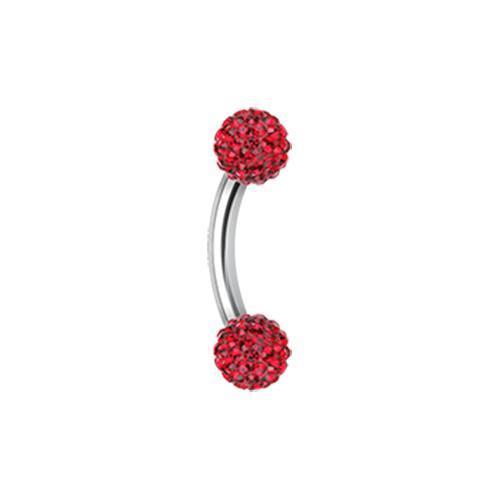 Red Multi-Sprinkle Dot Curved Barbell Eyebrow Ring