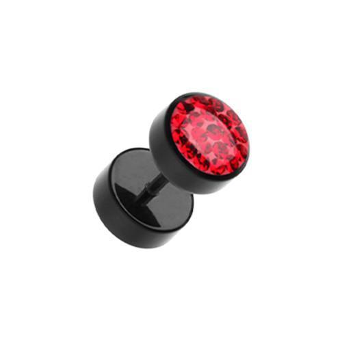 Red Multi-Sprinkle Dot Multi Gem Black UV Fake Plug - 1 Pair