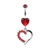 Red Opulant Gem Heart Belly Button Ring